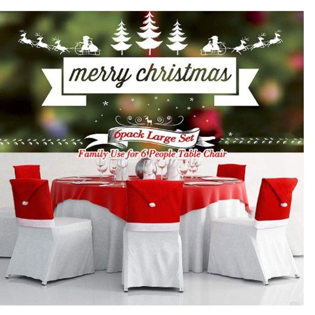 GENERICO - Fundas de Sillas para Navidad 6 UN. De Calidad.