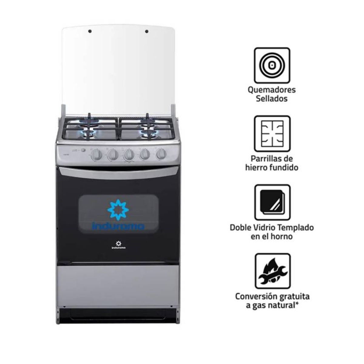 INDURAMA - COCINA INDURAMA CORUÑA  DE 4 HORNILLAS GRIS
