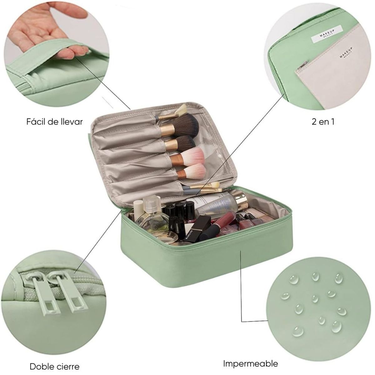 INSPIRA - Estuche Neceser Porta Cosméticos 2 Piezas con Asa
