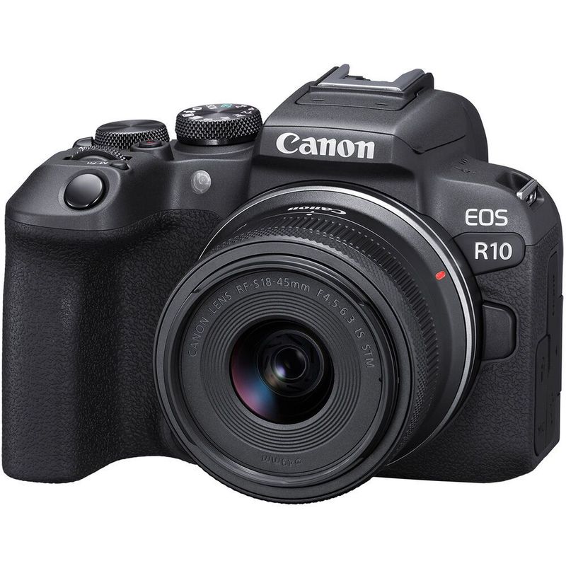 CANON - Canon EOS R10 Cámara Kit Con 18-45mm IS STM Lente Con Adaptador- Negro