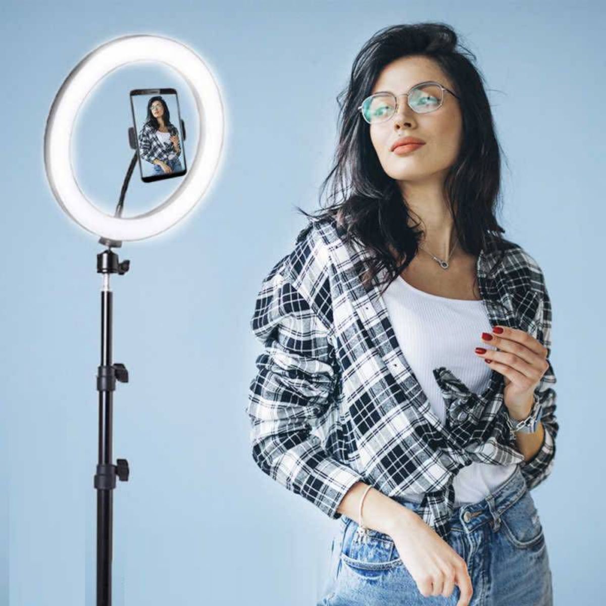 GENERICO - Aro luz led anillo 30 Cm Fotografia Video + Tripode 2.1 Metros