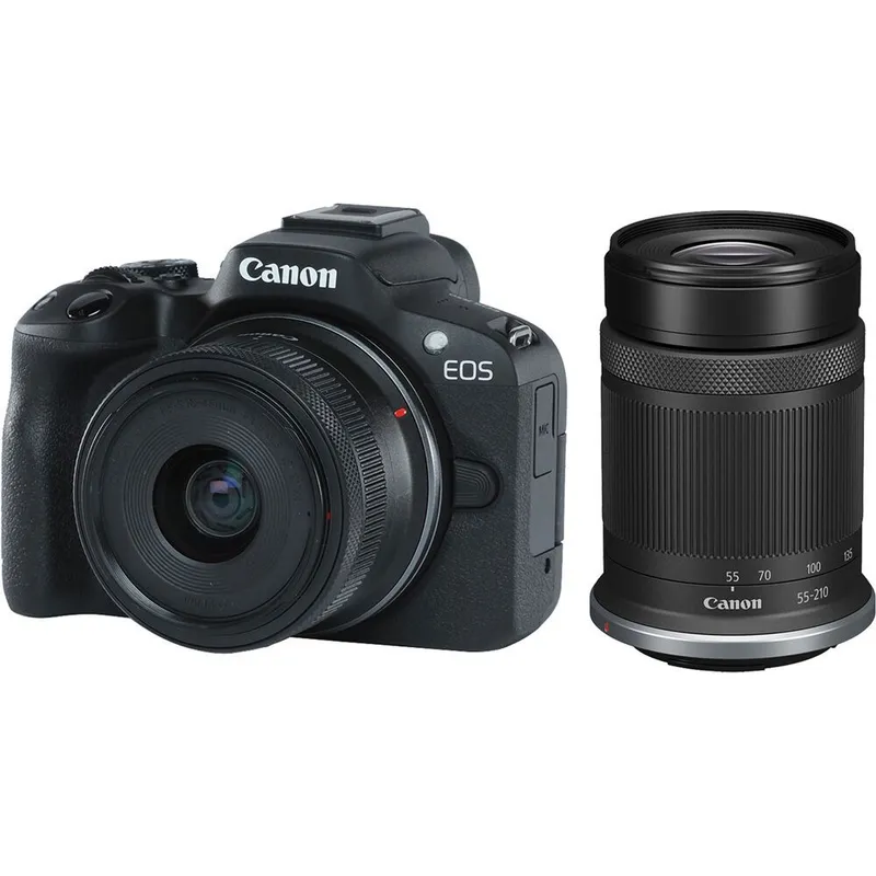 CANON - Canon EOS R50 Kit Con 18-45mm Y 55-210mm Lente Sin Adaptador - Negro