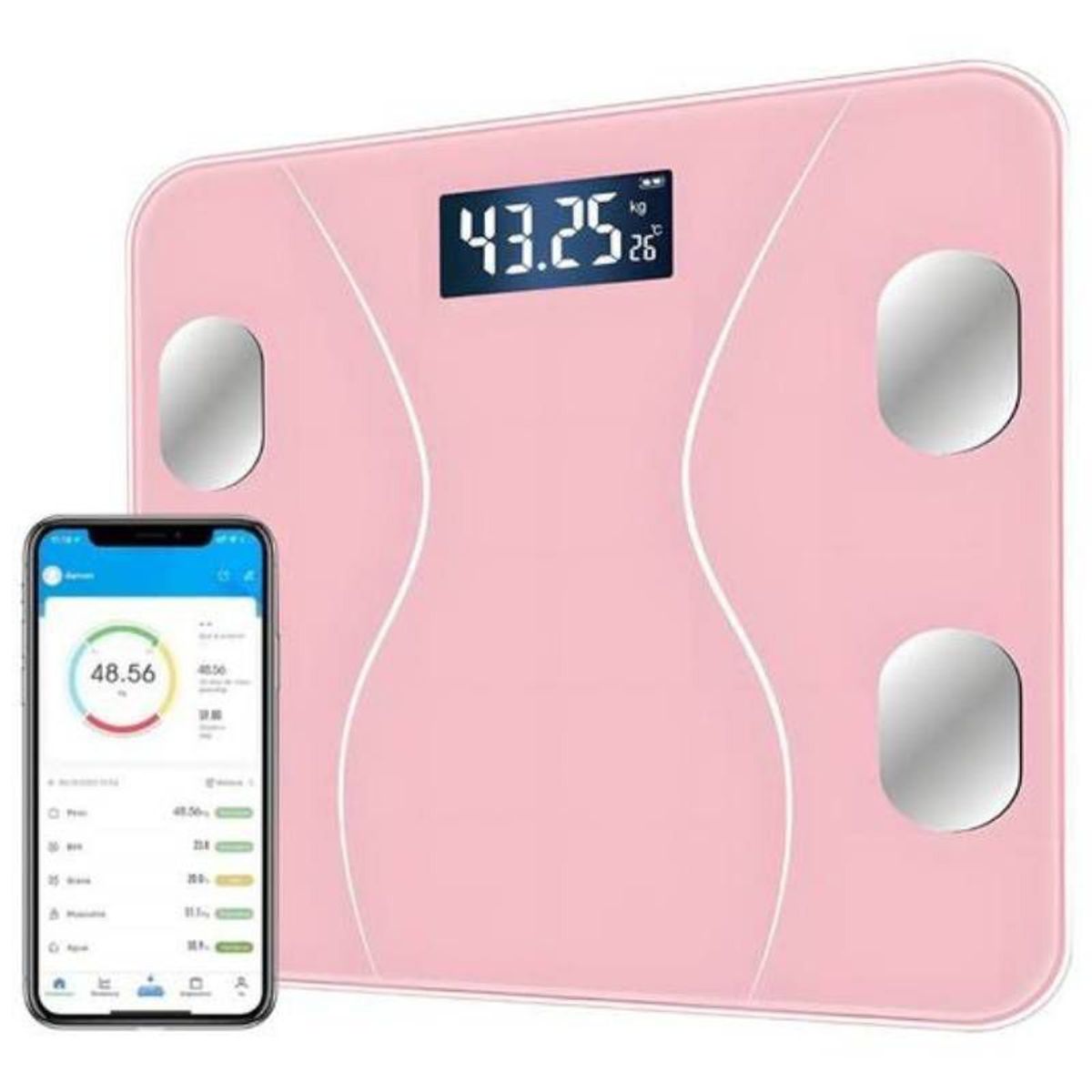 GENERICO - Balanza Smart Bluetooth Digital Rosada