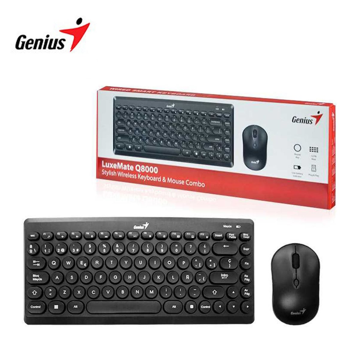 GENIUS - Kit Teclado y Mouse Genius Stylish Wireless Keyboard LuxeMate Q8000
