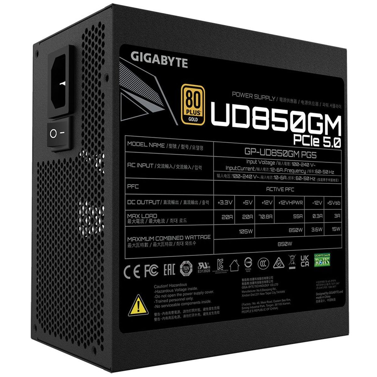 GIGABYTE - Fuente de poder Gigabyte GP-UD850GM PG5 850W 80 gold plus ATX modular