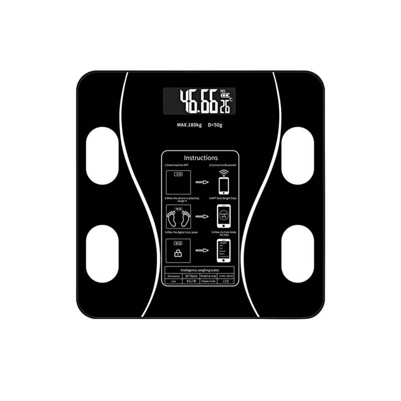 GENERICO - Balanza Digital  Bluetooth Negra Vidrio 180Kg