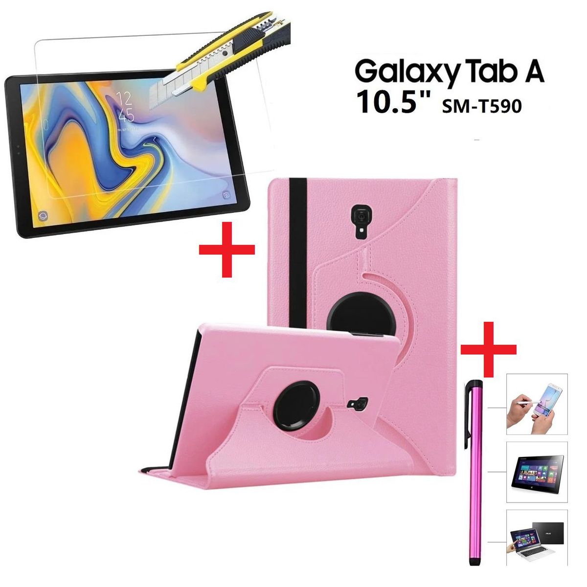 GENERICO - Funda con Mica con Lapiz para Samsung Tab A 10,5 SM-T590 Protector 360