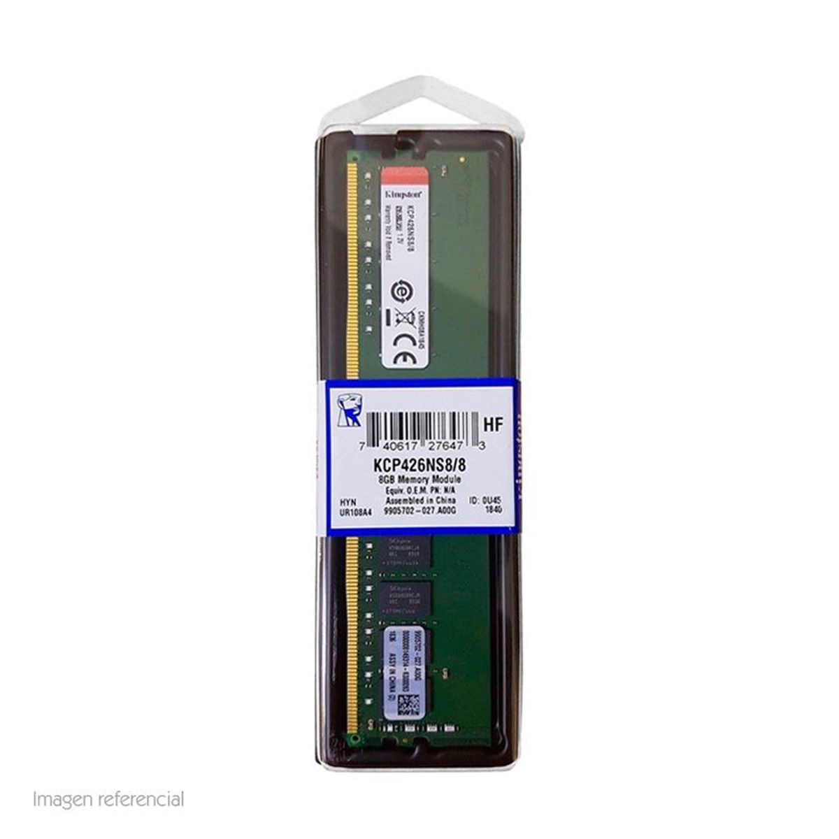 KINGSTON - Memoria RAM Kingston 8GB DDR4 2666 Mhz DIMM CL19 KCP426NS8/8