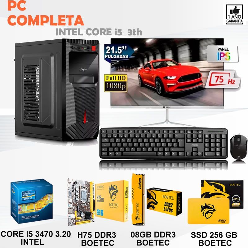 Computadora Pc Intel Core i5 3470  Monitor 22 fhd' RAM 8GB SSD 256GB