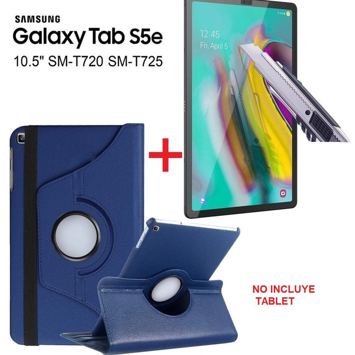GENERICO - Funda flip Cover con Mica de Vidrio para Samsung Tab S5e 10.5 SM-T720