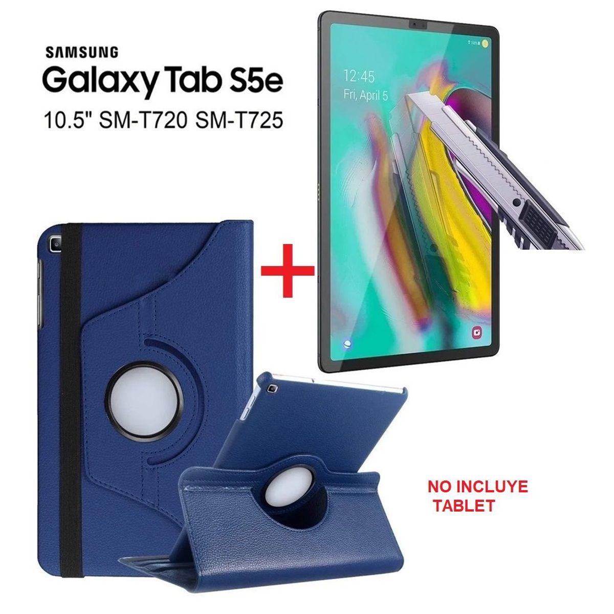 GENERICO - Funda flip Cover con Mica de Vidrio para Samsung Tab S5e 10.5 SM-T720