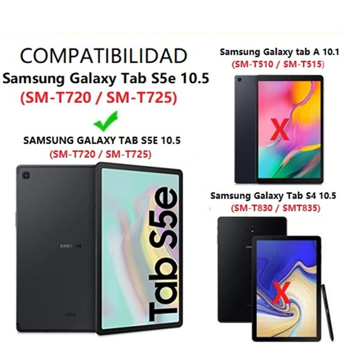 GENERICO - Funda flip Cover con Mica de Vidrio para Samsung Tab S5e 10.5 SM-T720