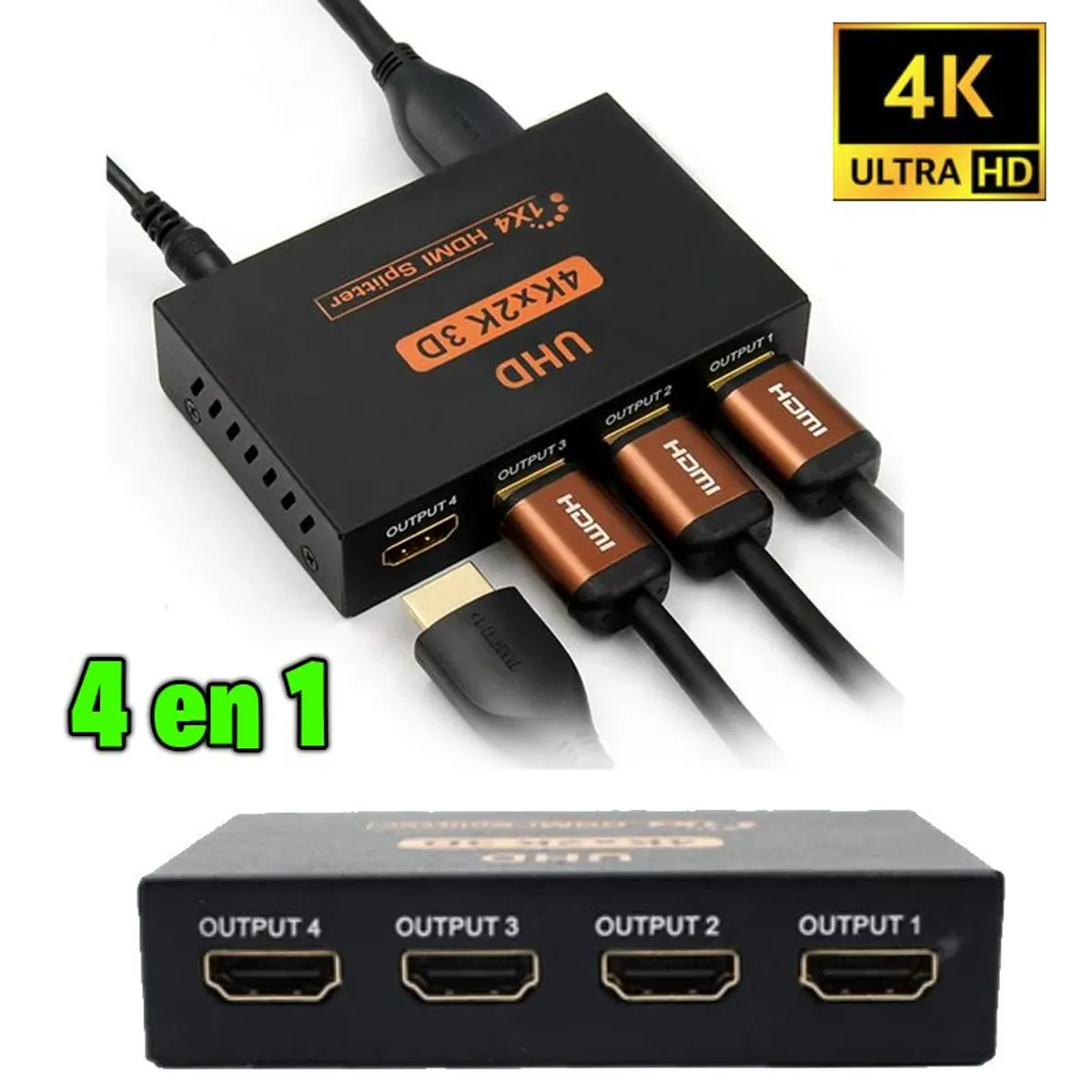 GENERICO - Splitter Hdmi 1x4 4k 2k 1080p Hd 4 Pantallas