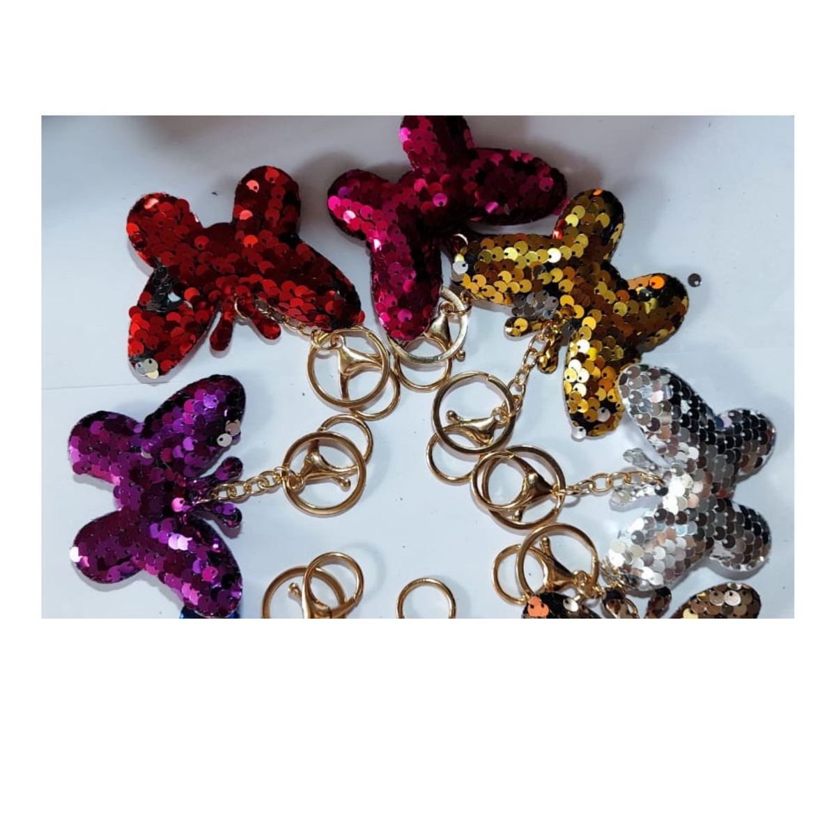 GENERICO - Llavero con Lentejuelas de Mariposa Azul