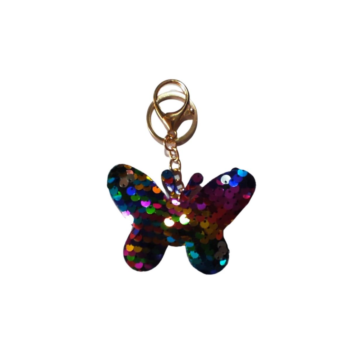 GENERICO - Llavero con Lentejuelas de Mariposa Fucsia