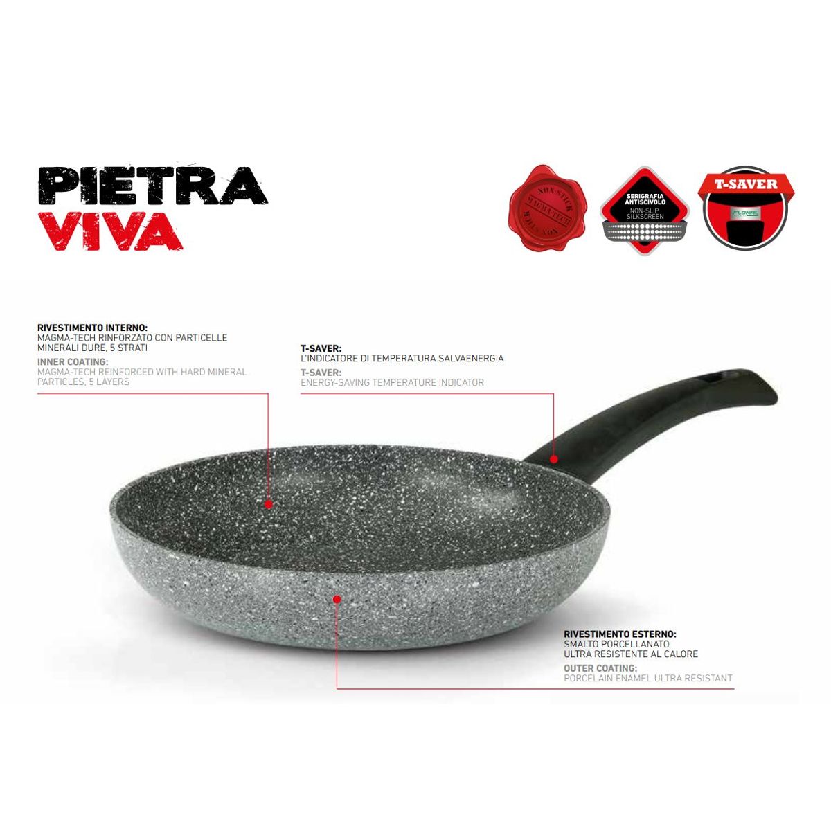 LA ITALIANA - Sarten ITALIANA Pietra Viva   30cm Honda Original