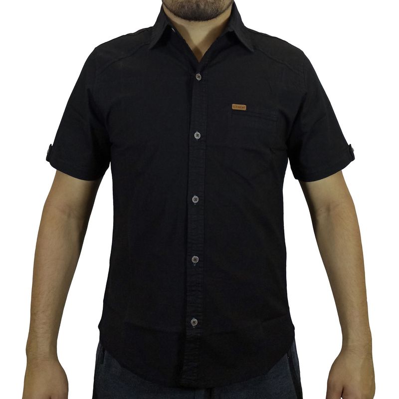 GENERICO - Camisa Drill Manga Corta Para Hombre - Negro.