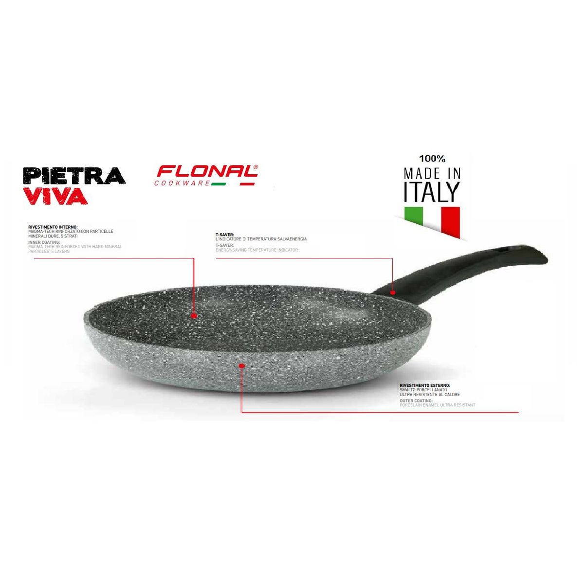 LA ITALIANA - Sarten Roca Volcánica  Flonal 20 cm Original