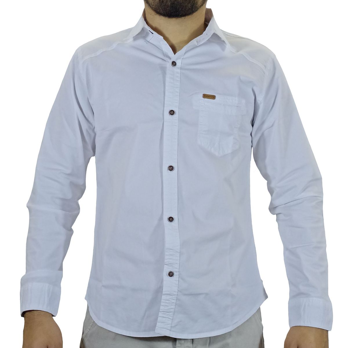 GENERICO - Camisa Drill Manga Larga Para Hombre - Blanco.