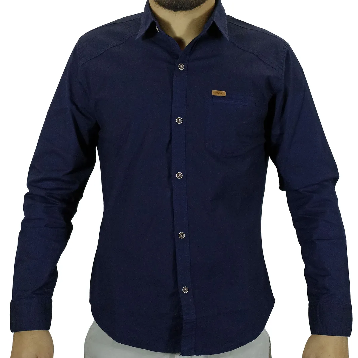 GENERICO - Camisa Drill Manga Larga Para Hombre - Azul Marino..
