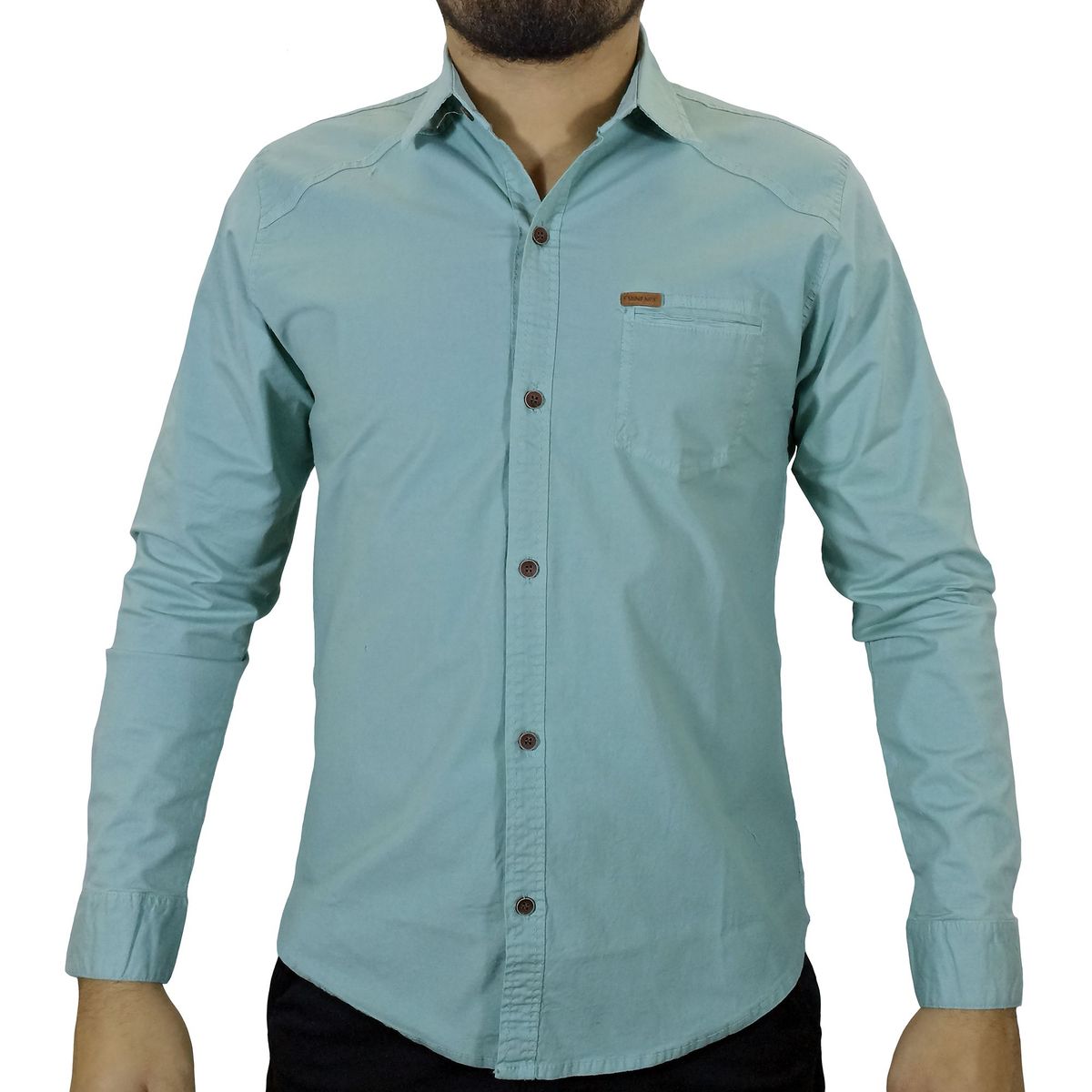 GENERICO - Camisa Drill Manga Larga Para Hombre - Verde Agua..