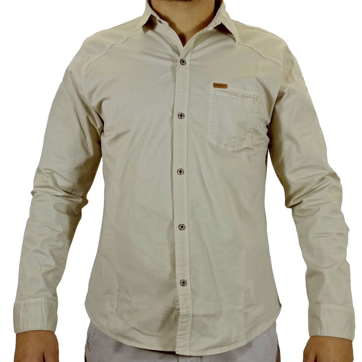 GENERICO - Camisa Drill Manga Larga Para Hombre - Beige.