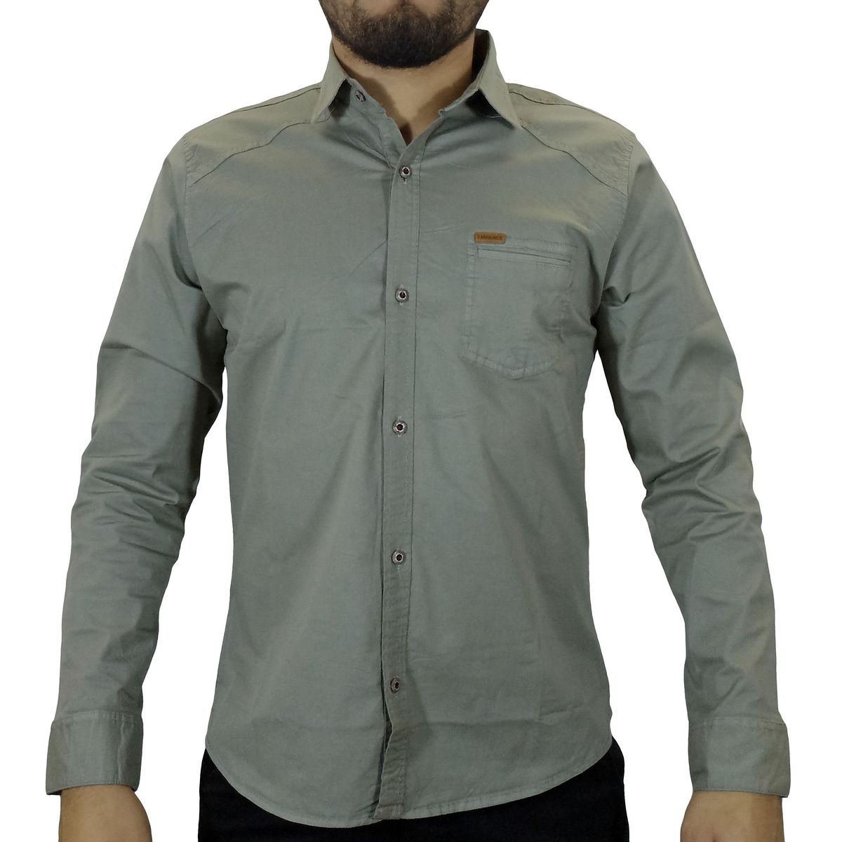 GENERICO - Camisa Drill Manga Larga Para Hombre - Verde Olivo..