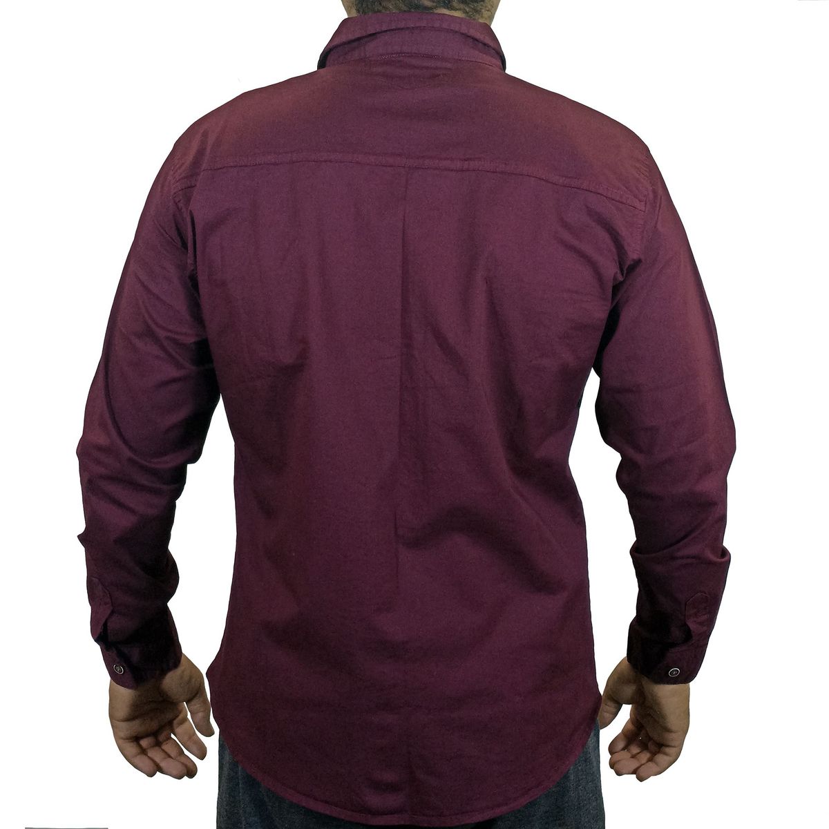 GENERICO - Camisa Drill Manga Larga Para Hombre - Guinda