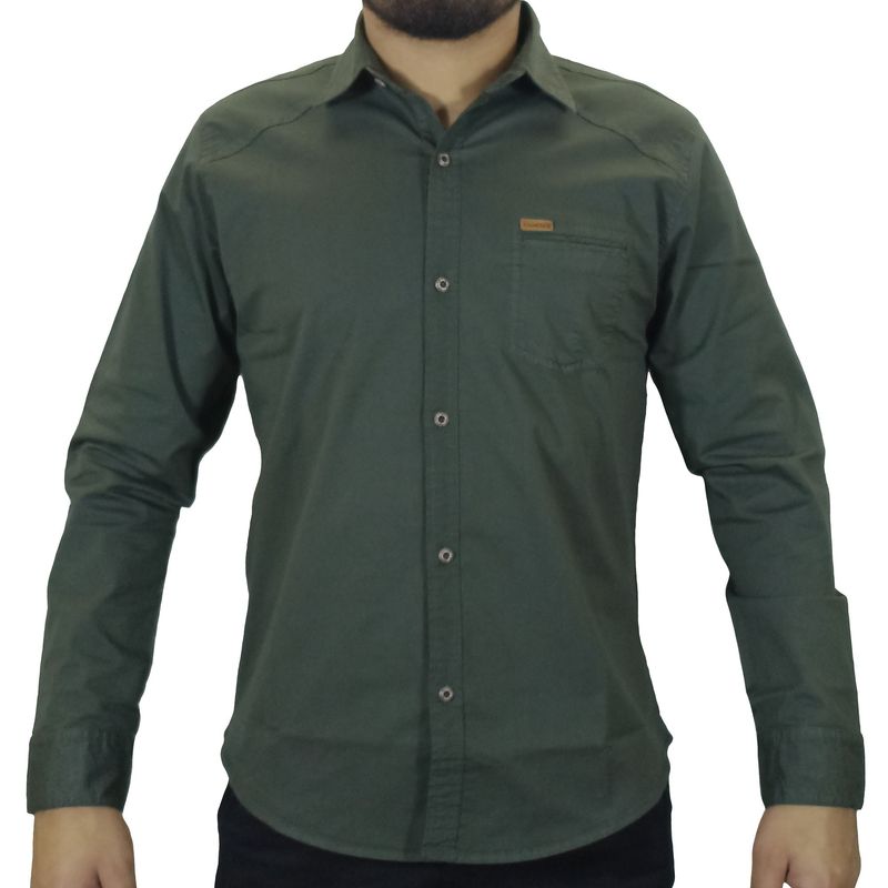 GENERICO - Camisa Drill Manga Larga Para Hombre - Verde PetrÃ³leo.
