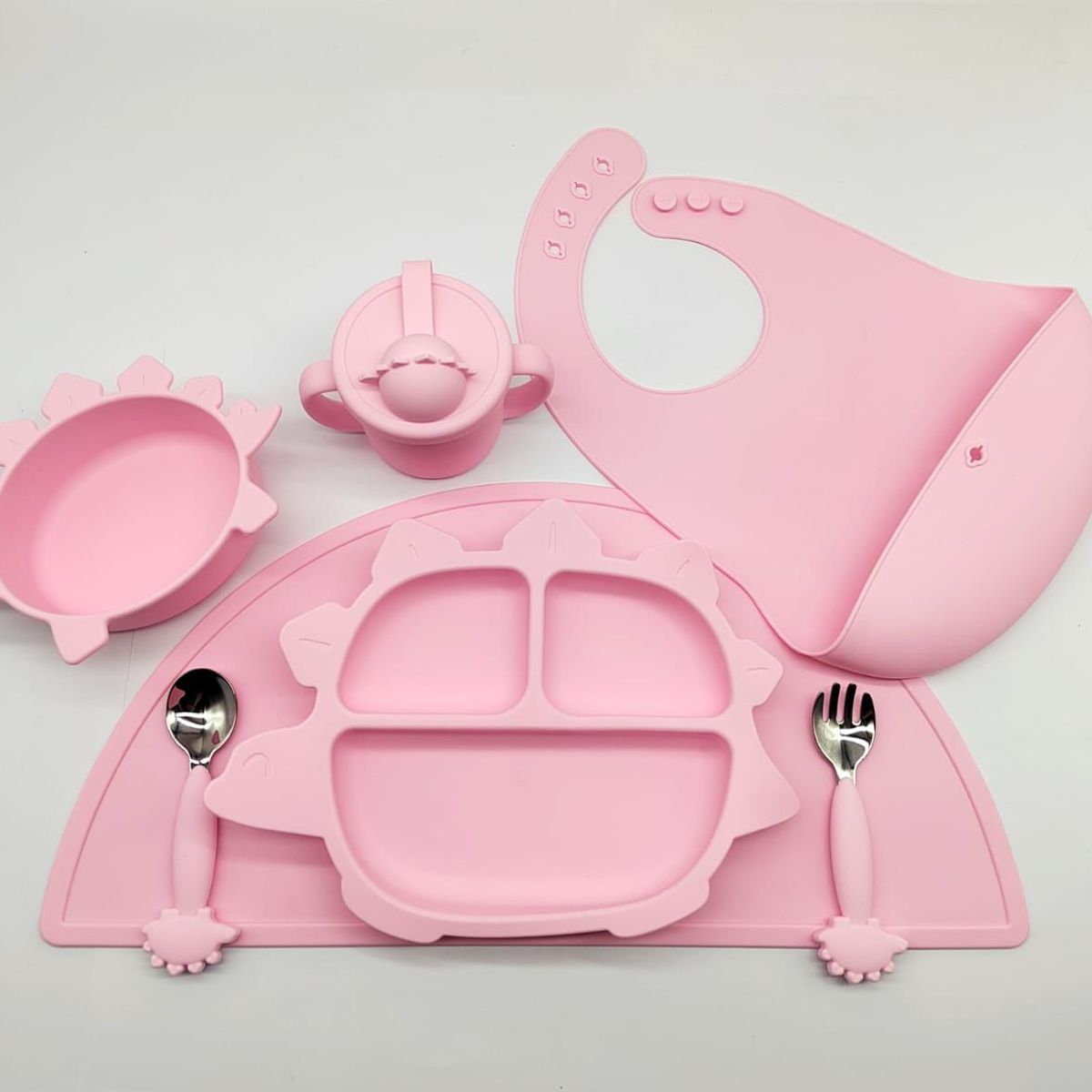 OEM - Platos para bebes set Aprendiendo a comer Rosado 7 piezas