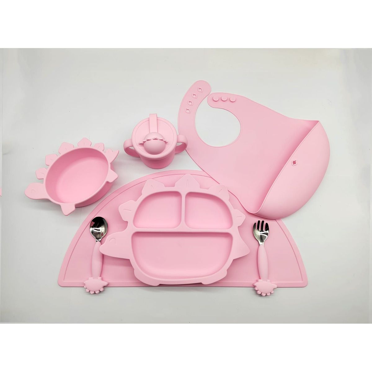 OEM - Platos para bebes set Aprendiendo a comer Rosado 7 piezas