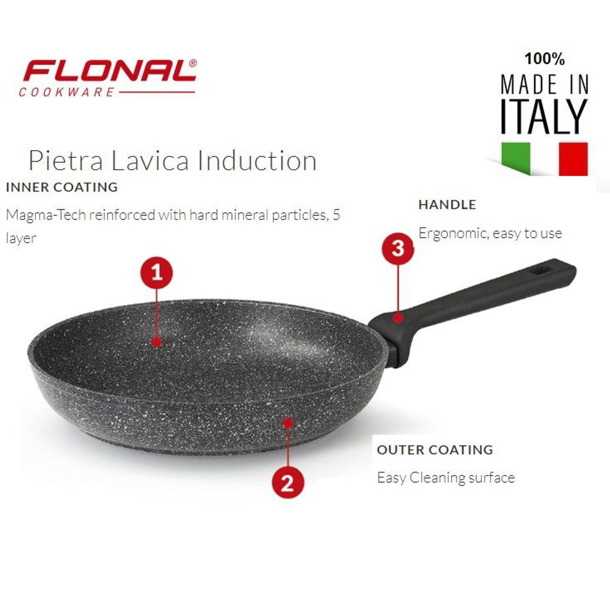 LA ITALIANA - Sarten Pietra Lavica Induction - Italiana 24 cm