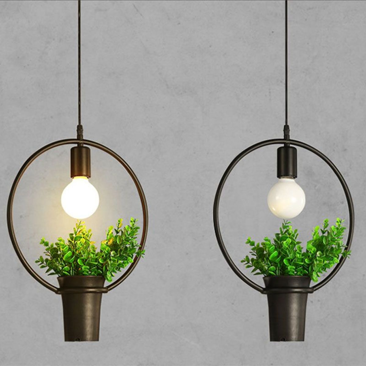 GENERICO - Lámpara colgante redonda estilo macetero