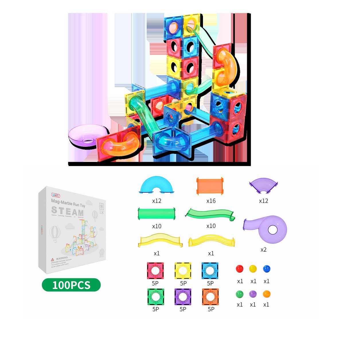 GENERICO - BLOQUES MAGNETICOS MNTL 100 PIEZAS SERIE MAG-MARBLE RUN TOY