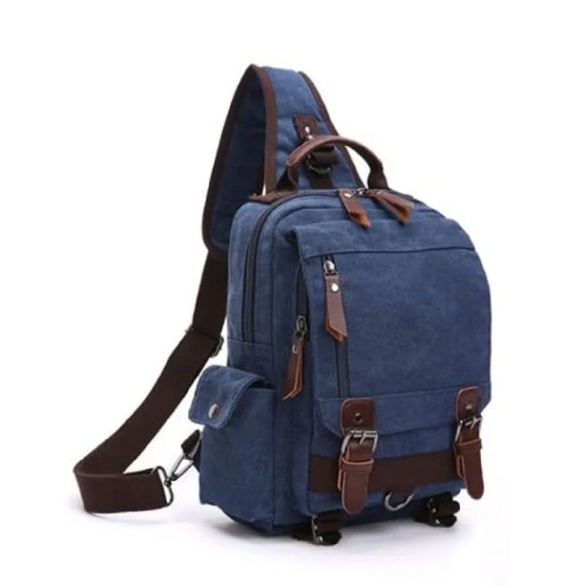 GENERICO - Morral de lona de una sola asa para estudiantes color Azul