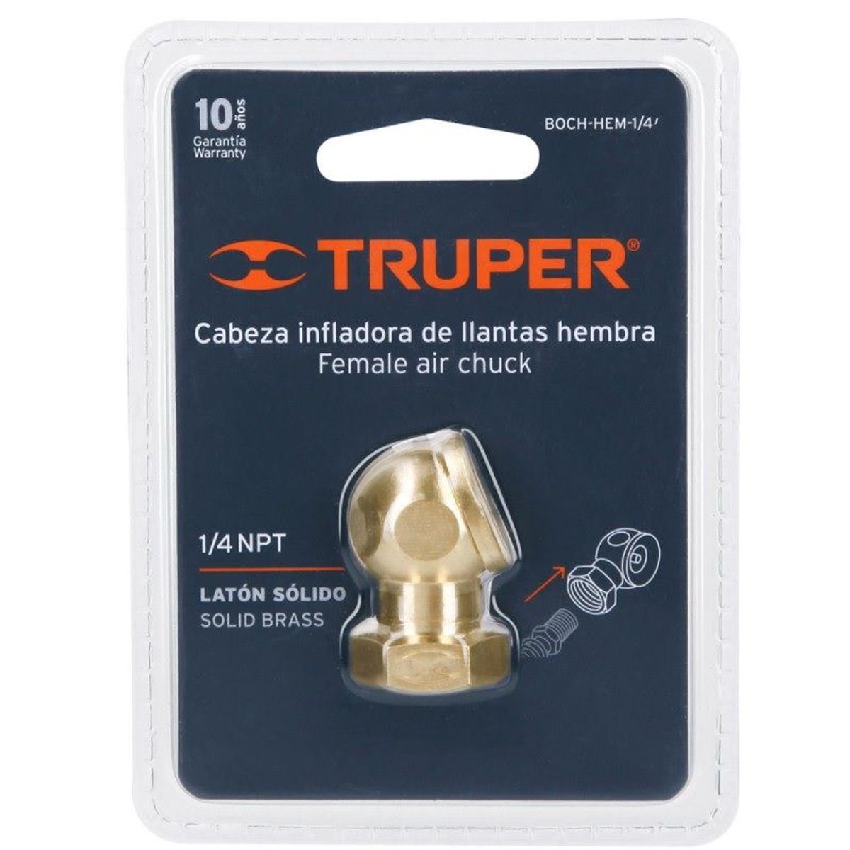 TRUPER - Cabezal Hembra Infladora de Llanta 14 NTP BOCH-HEM-14 TRUPER