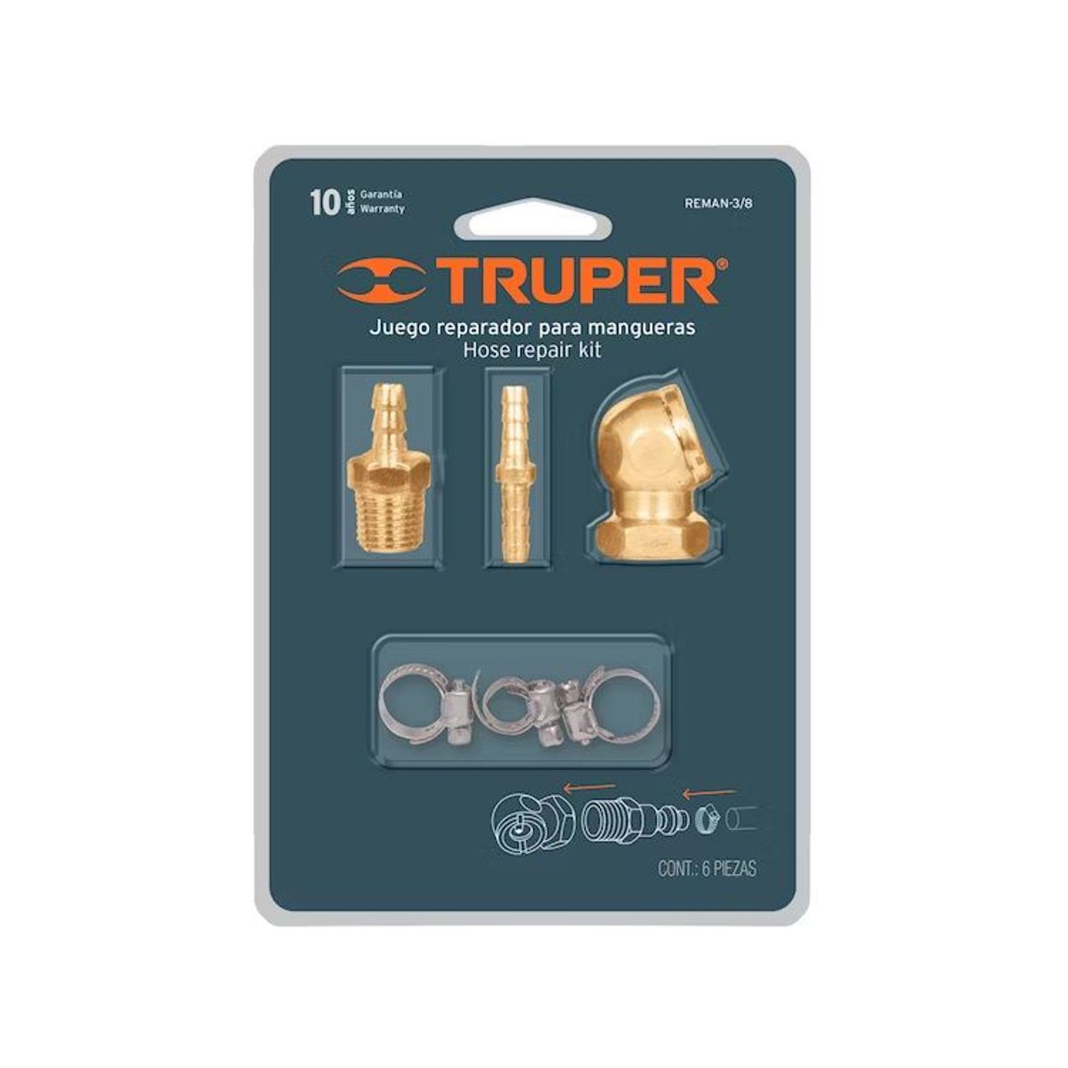 TRUPER - JUEGO P/MANGUERA 3/8"-1/4 19021 - TRUPER