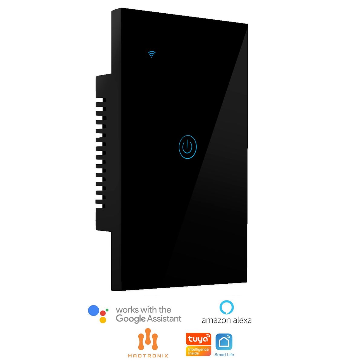 MADTRONIX - Interruptor Inteligente de Luz  Simple Alexa y Google Sin Neutro Negro