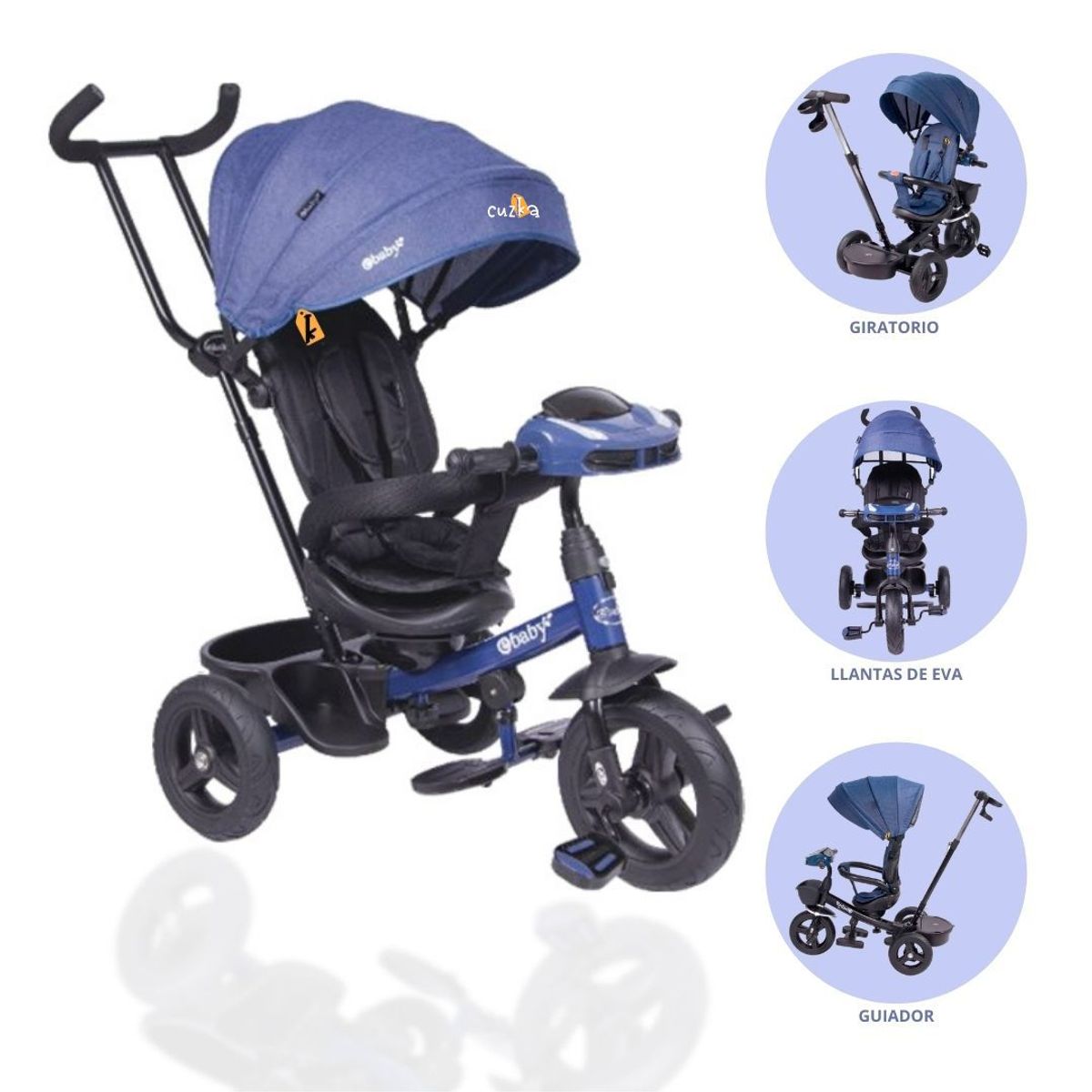 EBABY - Triciclo guiador EBABY ARIA USB BLUE