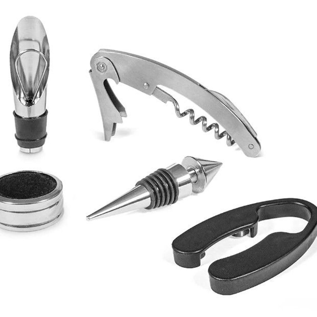 GENERICO - Set de Vino Saca Corcho Multifuncional con 5 piezas Acero Inoxidable