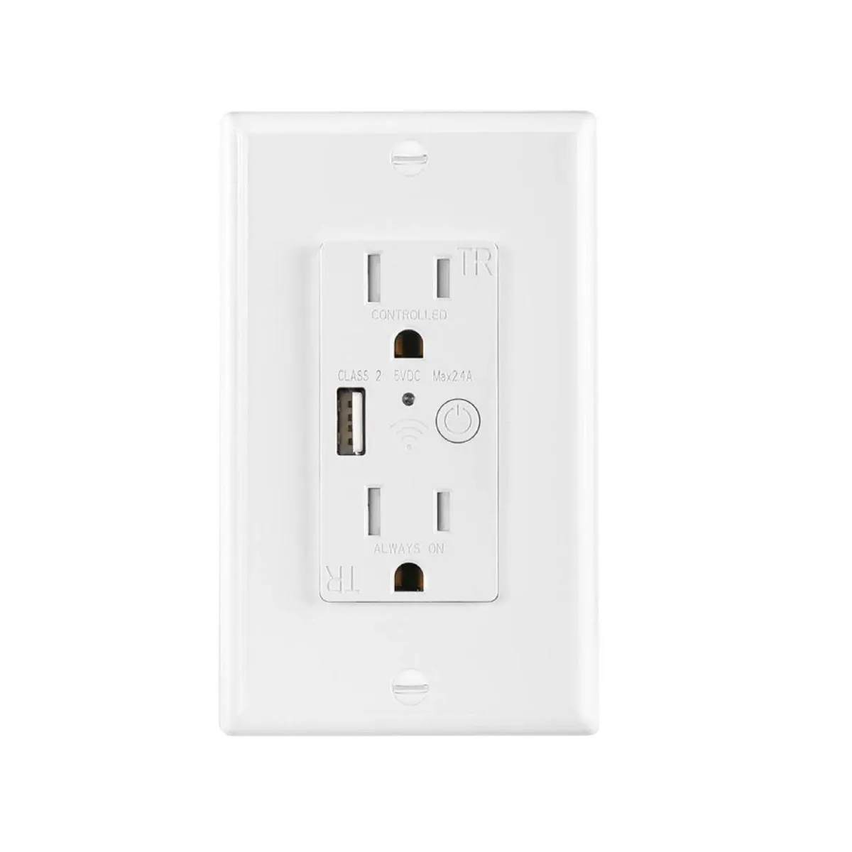 OEM - Tomacorriente de Pared Inteligente Tipo Americano con USB Wifi Blanco