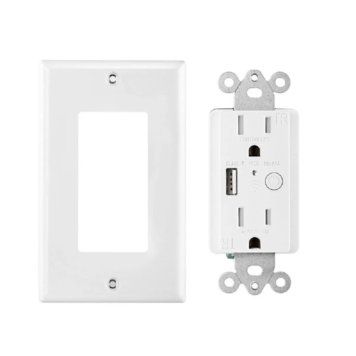 OEM - Tomacorriente de Pared Inteligente Tipo Americano con USB Wifi Blanco