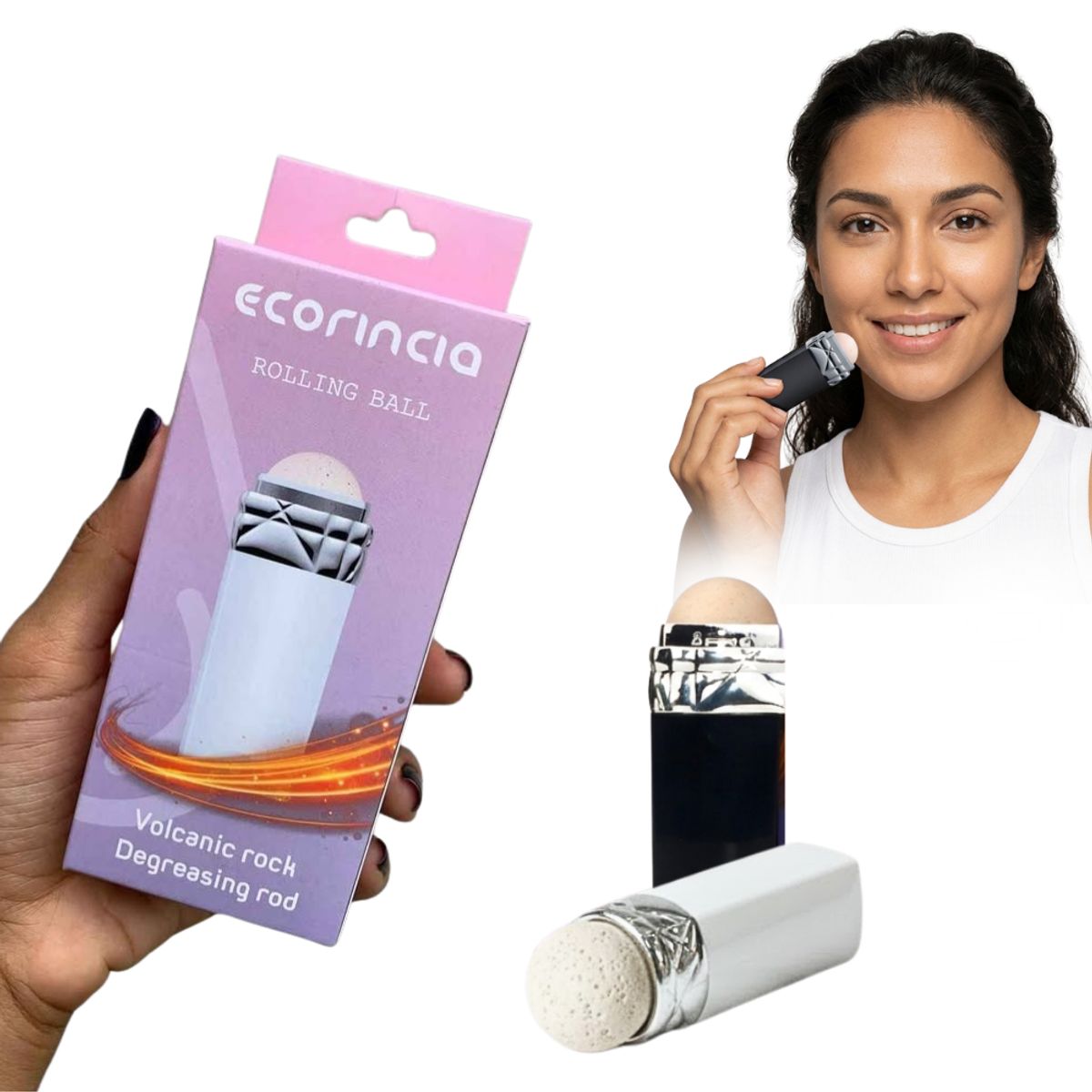 GENERICO - Piedra Volcánica Absorbente de grasa Facial Blanco y Negro