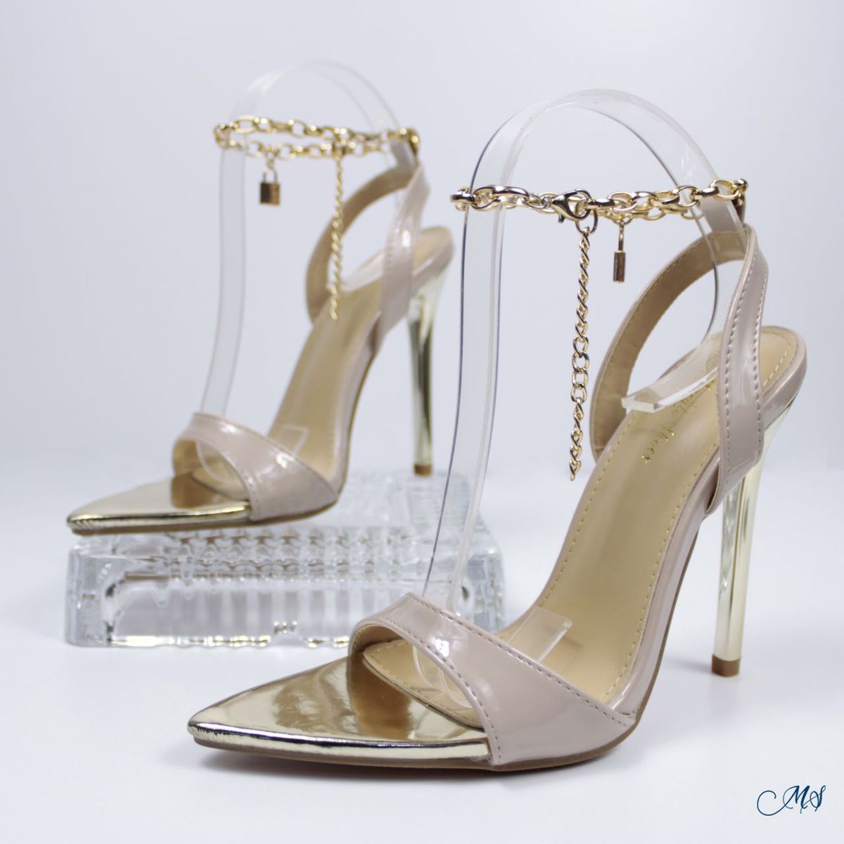 MARGLO SHOES - Sandalias Nude Taco Fino Cadena M36