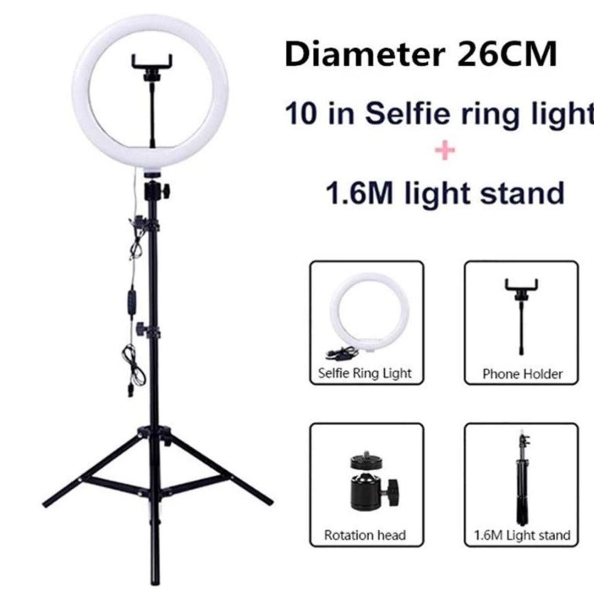 GENERICO - Aro Luz Led de 26 CM + Trípode para Tik Tok