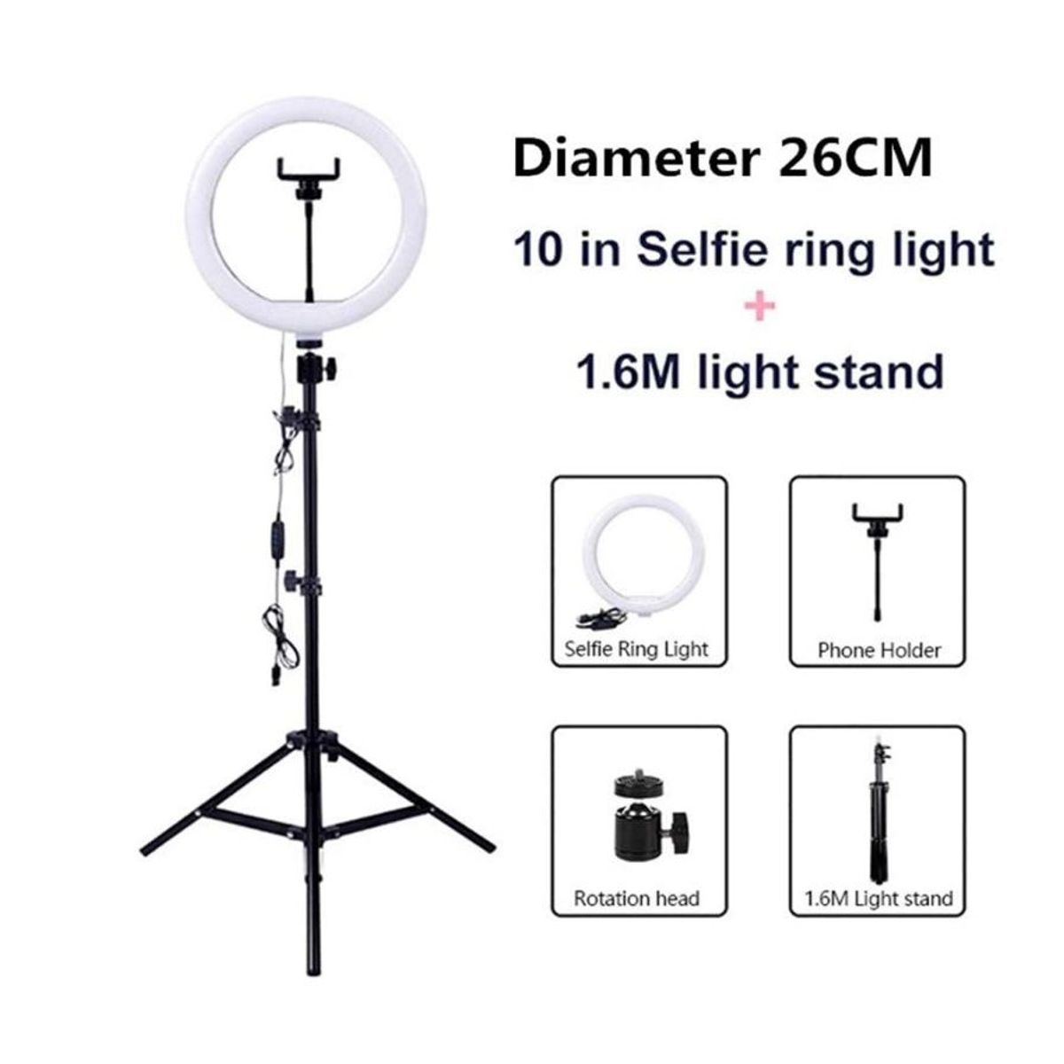 GENERICO - Aro Luz Led de 26 CM + Trípode para Tik Tok
