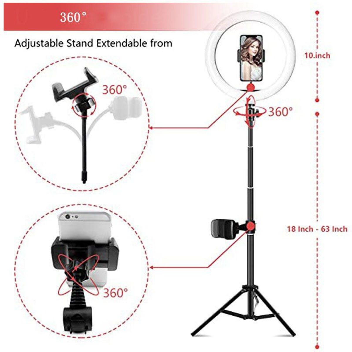 GENERICO - Aro Luz Led de 26 CM + Trípode para Tik Tok