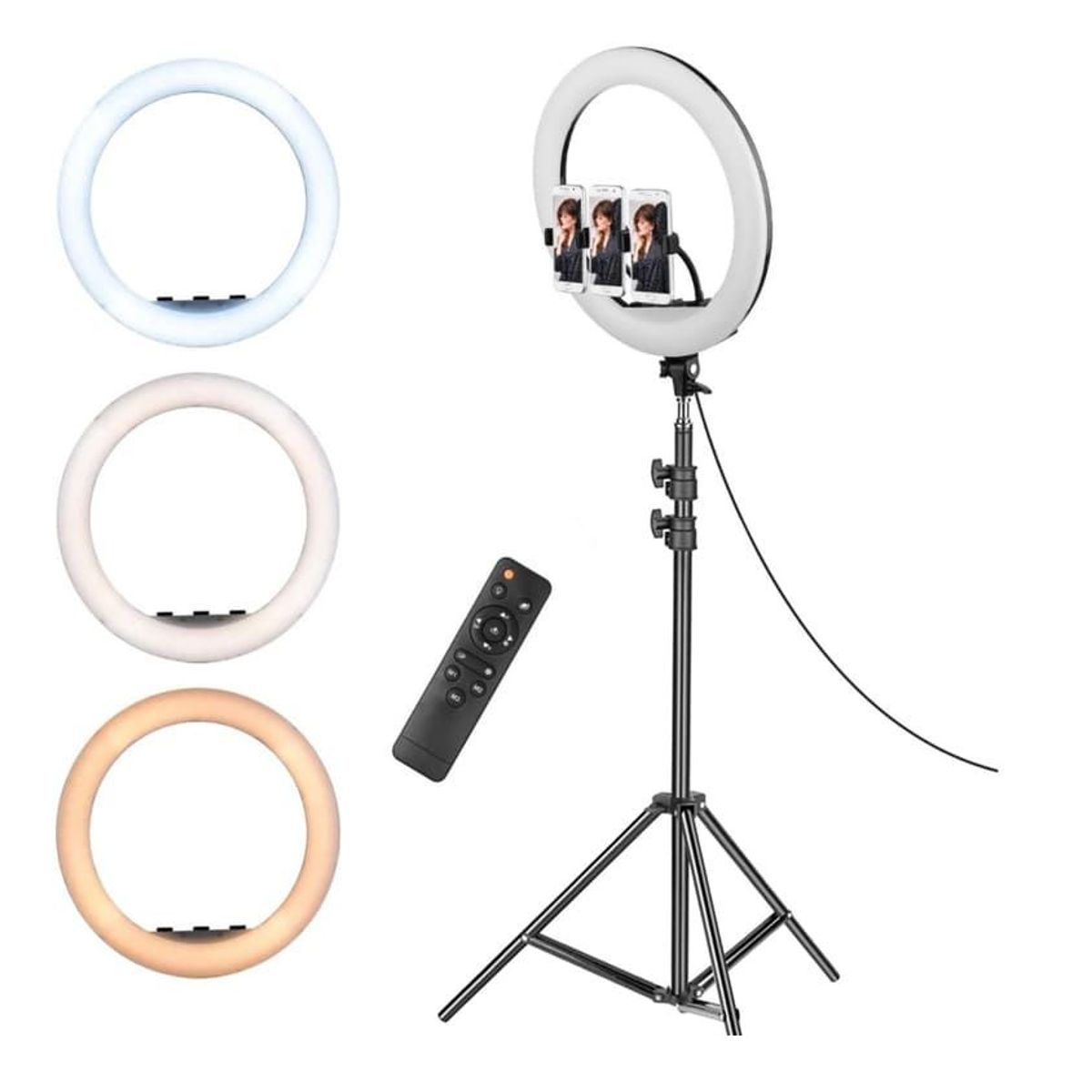 OEM - Aro Luz Led de 46 CM + Trípode + Control Remoto para 3 Celulares