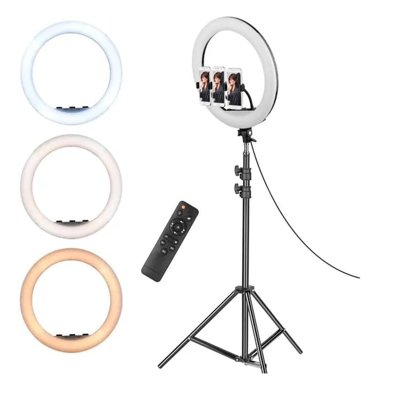 OEM - Aro Luz Led de 46 CM + Trípode + Control Remoto para 3 Celulares