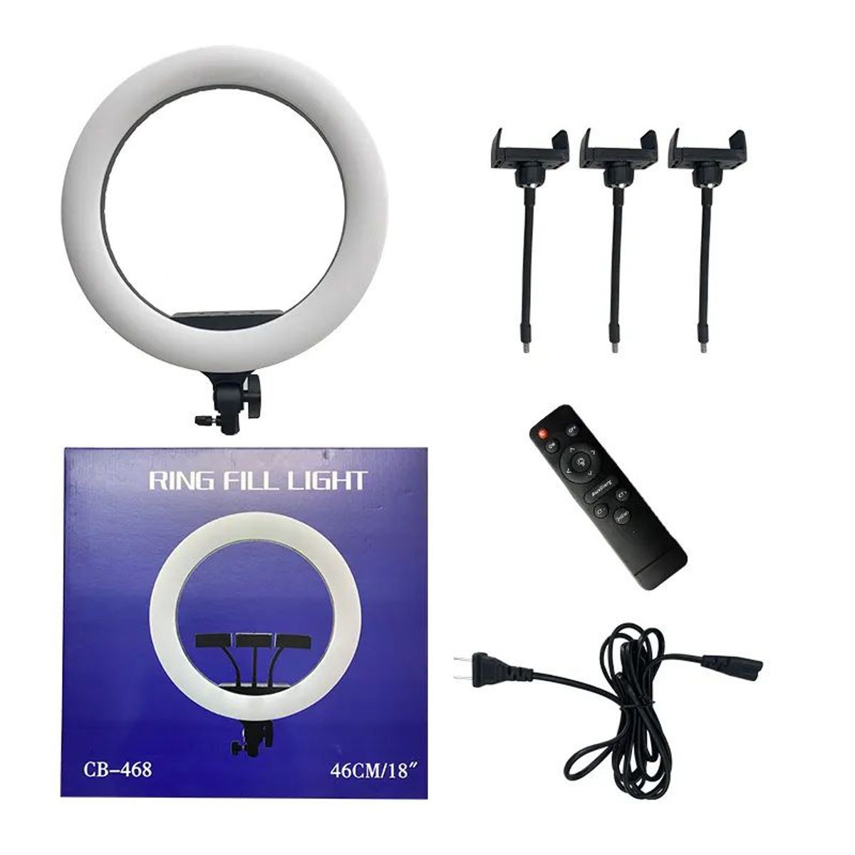OEM - Aro Luz Led de 46 CM + Trípode + Control Remoto para 3 Celulares